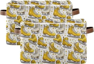 Cute Ice Hockey Skates Storage Bins Box Foldable Shelf Basket for Closet Organizer Bedroom Laundry Room Clothes Books