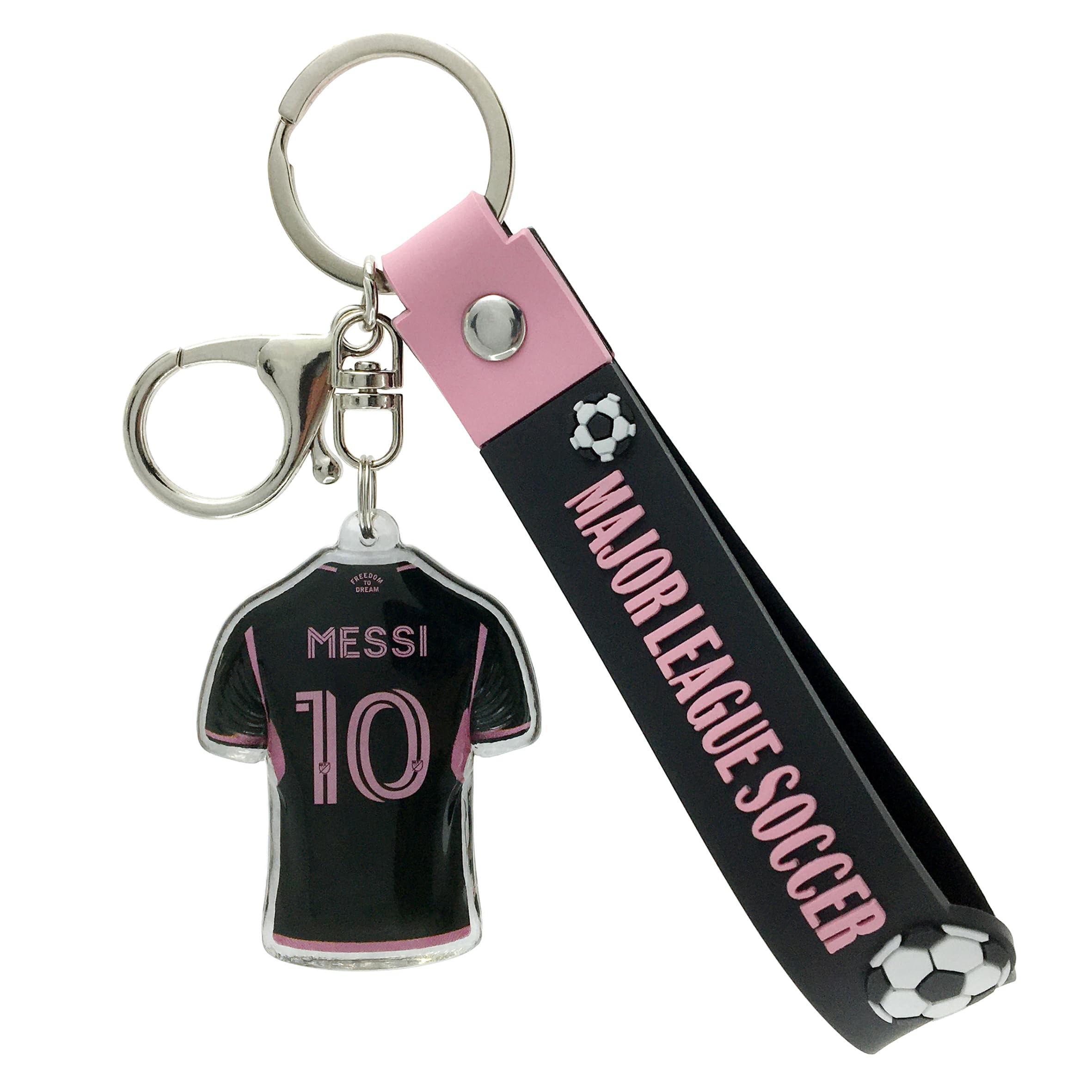 GGTOFA Cute Keychains Soccer No.10 Jersey Design Keychain Miami International Home/Away Team Key Chain Pink Black Wristlet