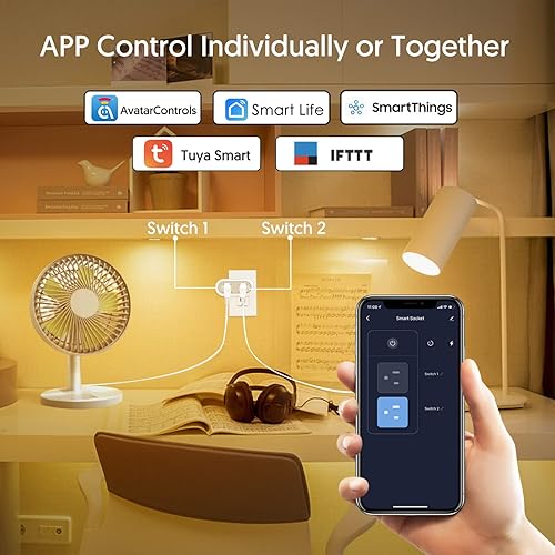 Miniatura 5 de Enchufes inteligentes que funcionan con Alexa Google Home Siri, toma WiFi inalámbrica de 2.4 G controlada por la aplicación Smart Life Tuya Avatar