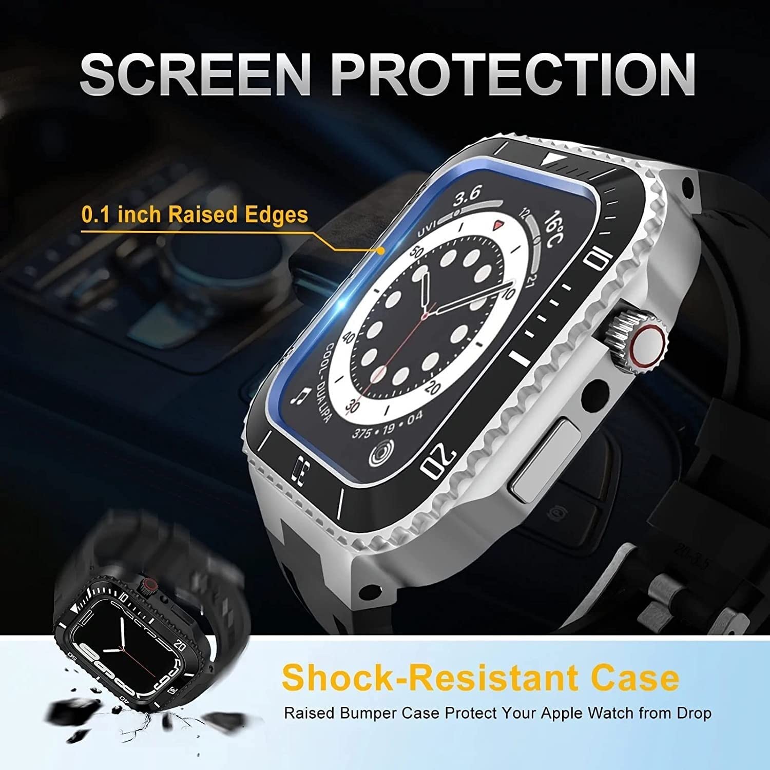 Modified Kit Metall-Uhrengehäuse mit Band, für Apple Watch Serie 8, 7, 44 mm, 45 mm, Edelstahl-Uhrenabdeckung + Armband, Nachrüst-Set, Zubehör, für iWatch 6, 5, 4, SE Serie