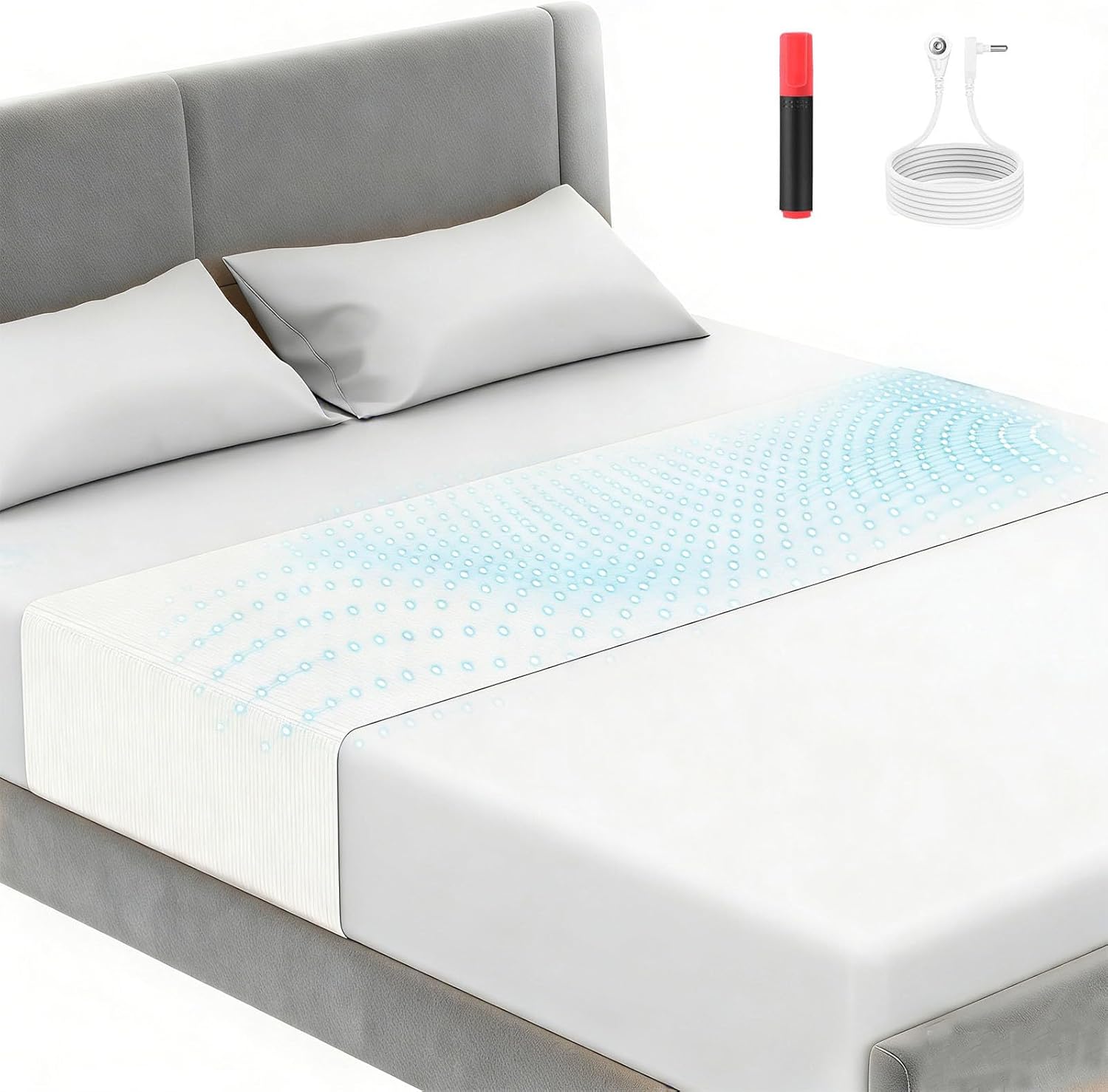 Grounding Sheet,Grounding Mat for Bed,Grounding Pad for Sleeping with 10% Silver Fibers for Better Sleep with 15 Inch Cords and Test Pen Fits All Mattress Size(White Flat Sheet Size 24"x104")