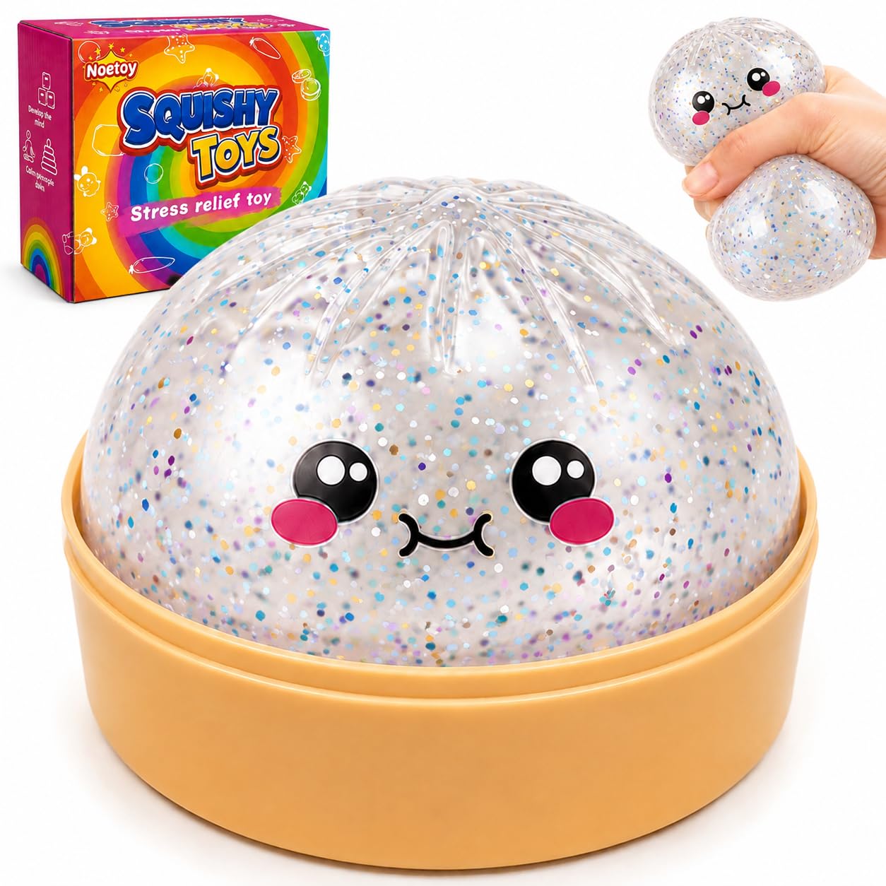 Squishy Toy,1pc Fidget Sensory Squishies Toys, Stress Ball for Anxiety Relief, Kawaii Squishys Squeeze Toy for Teens & Adults, Desk Toy, Party Favors, Classroom Prizes (White)