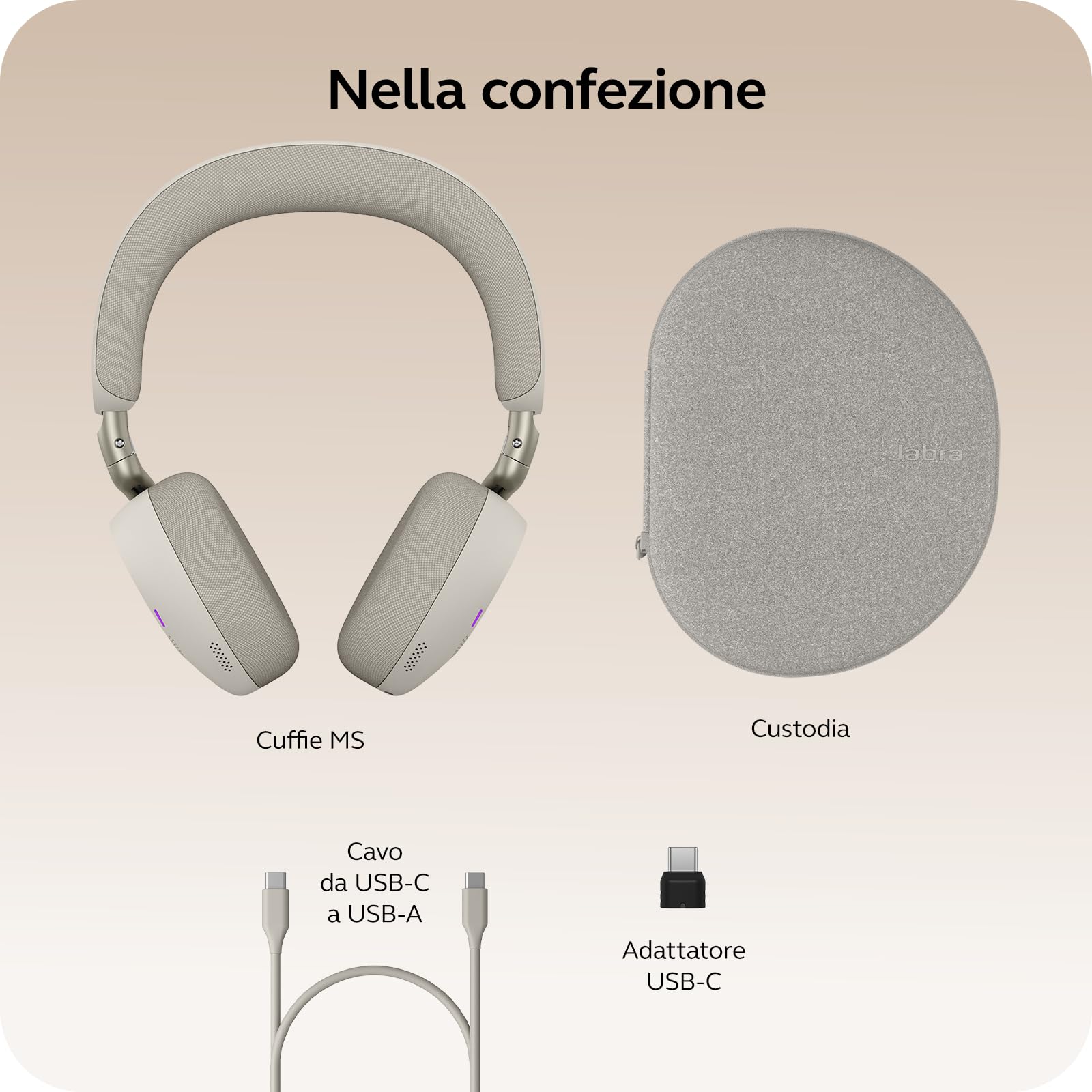 Jabra Evolve3 75 Cuffie Wireless Bluetooth con Microfono, Grigio Caldo