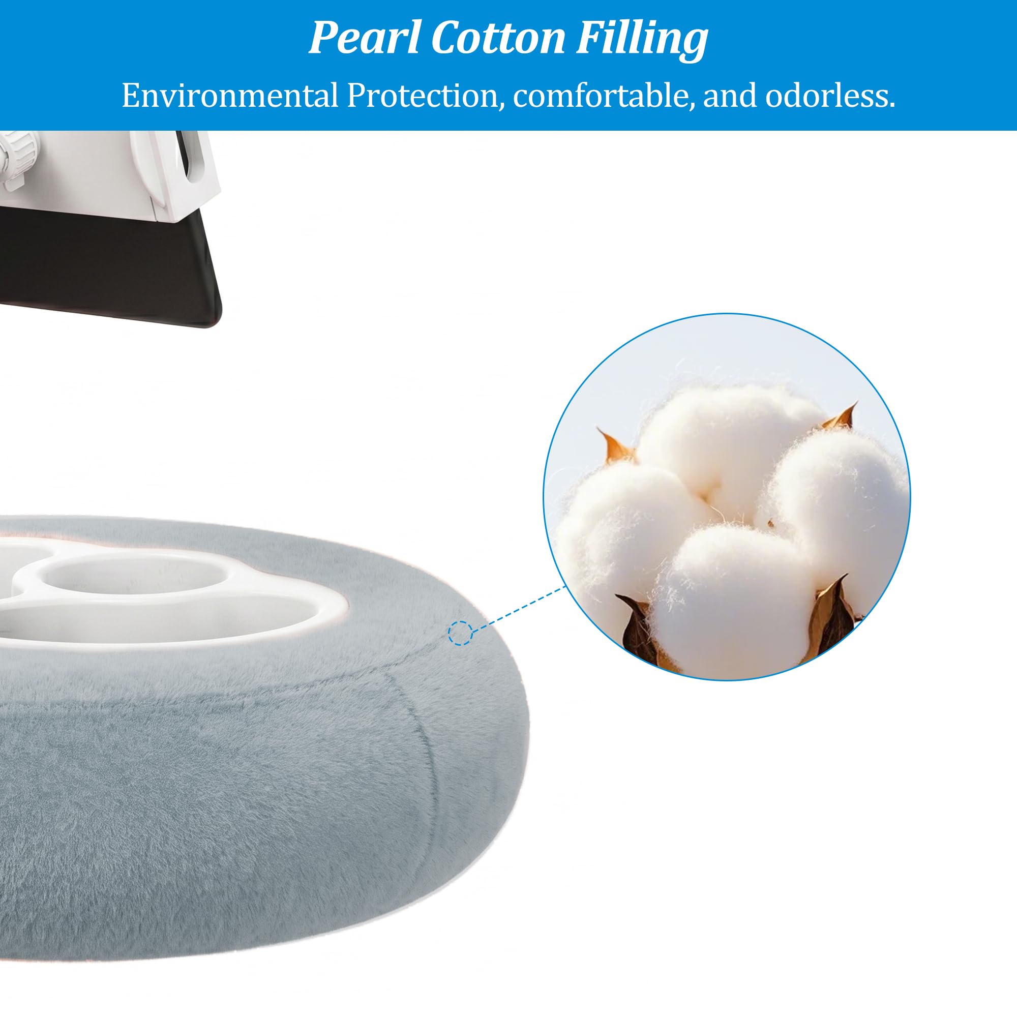 PlusAcc Cojín para Kindle con 3 Boles para Snacks – Soporte Tableta cojín,Ajustable 360° para Usar en el Regazo,Soporte de Lectura Manos Libres para Kindle,Kobo,Lavable Mando a Distancia Gris