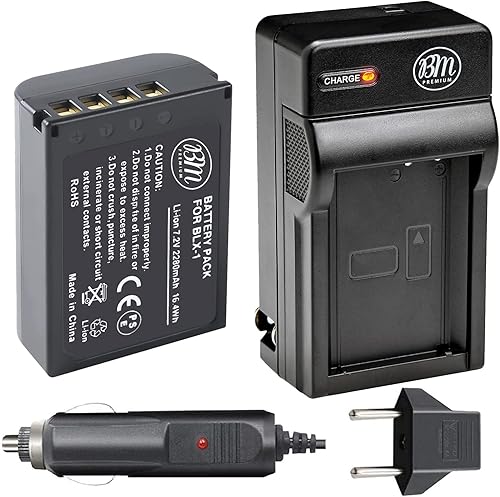 BM Premium BLX-1 - Cargador de batería y batería de alta capacidad para cámaras Olympus OM System OM-1, OM-1 Mark II, OM-3, HLD-10