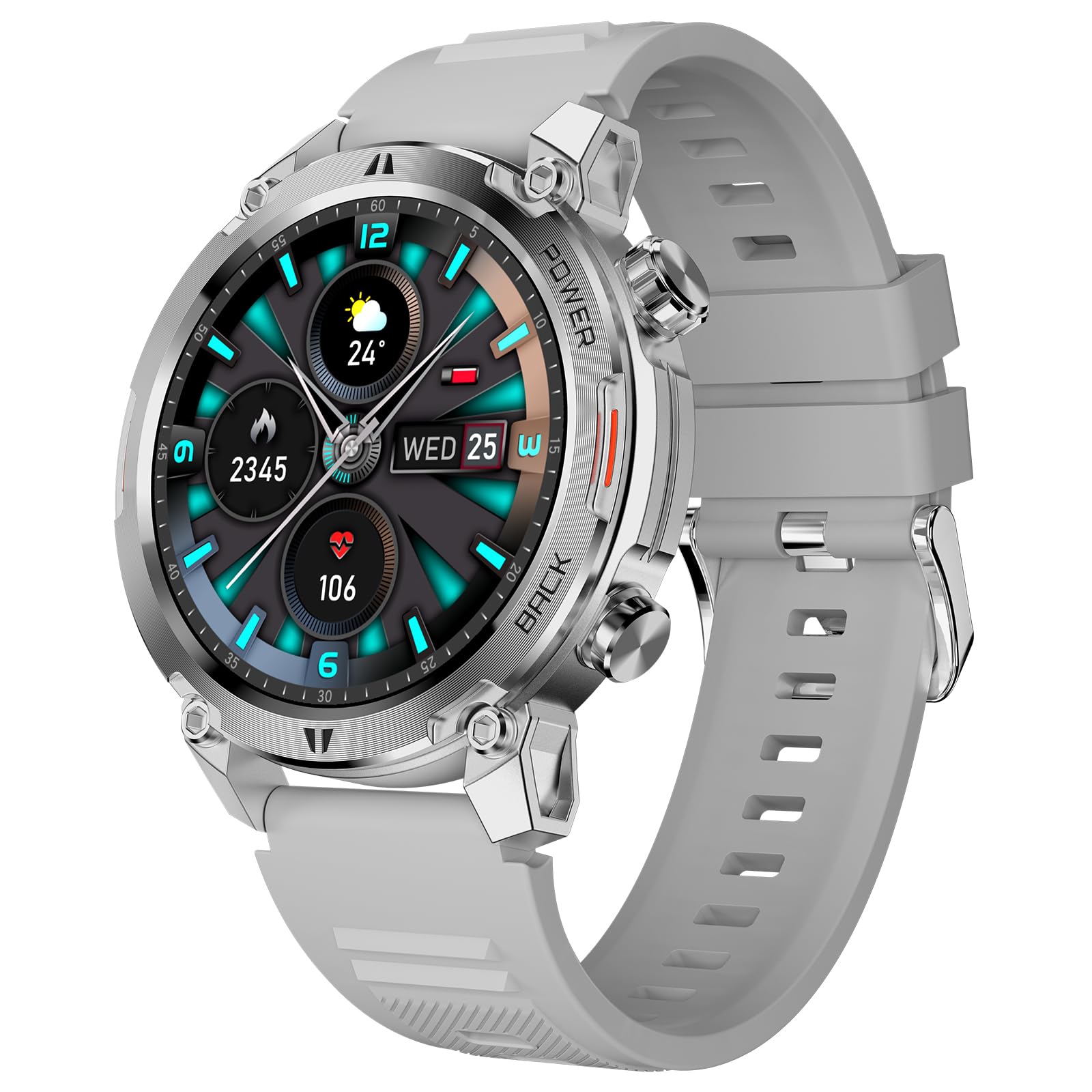 beatXP Terra 1.36” HD Display Bluetooth Calling Rugged Smart Watch, Metal Body, Functional Crown, 366 * 366px, 500 nits, 60Hz Refresh Rate, Always On Display (Iced Silver) (B0C8NV67W4) Amazon Price History, Amazon Price Tracker