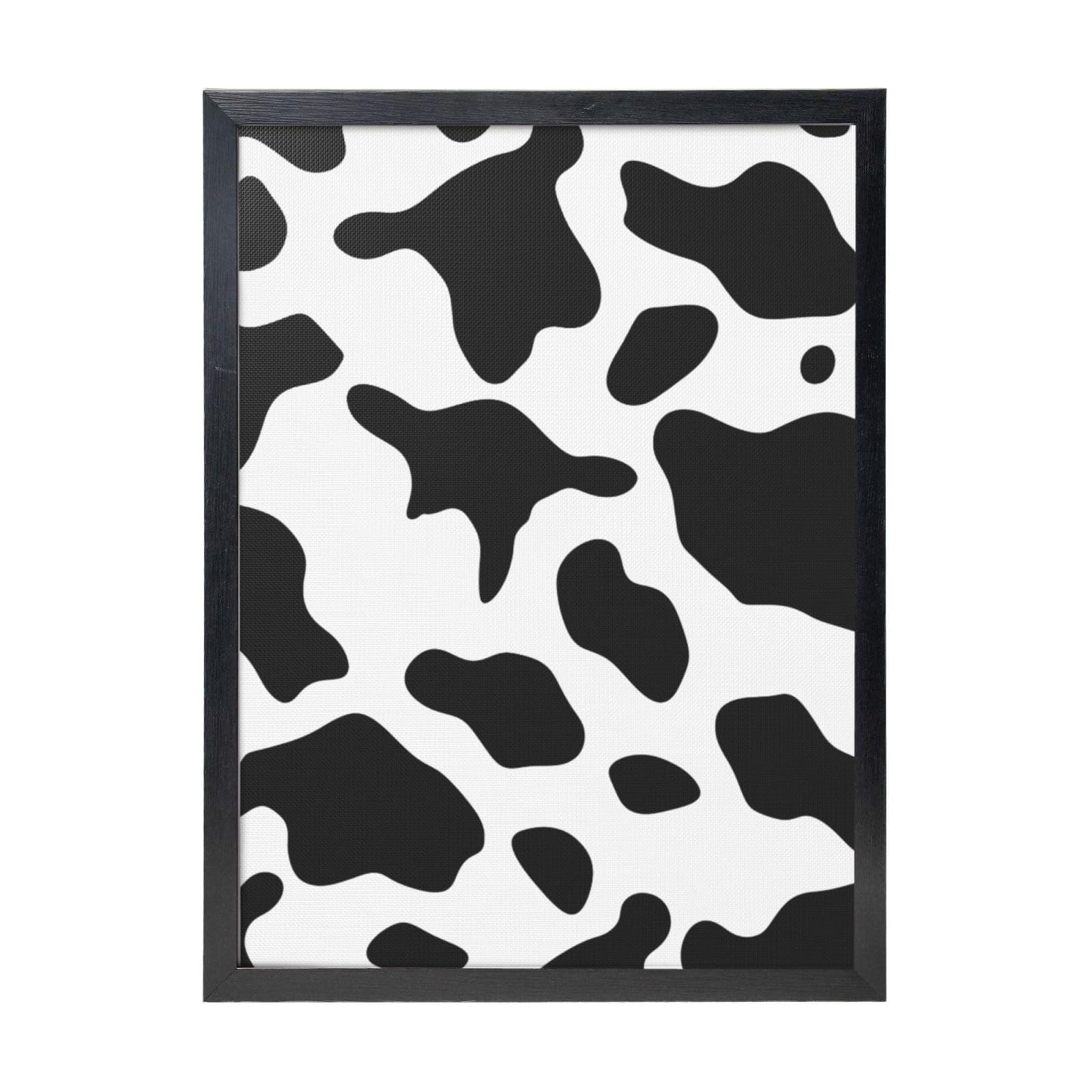 Framed Wall Art - Decorative Canvas Painting Black and White Cow Print Pictures Poster Aesthetic Modern Prints Artwork for Bedroom Office Wall Decor Ready To Hang 12x16 in