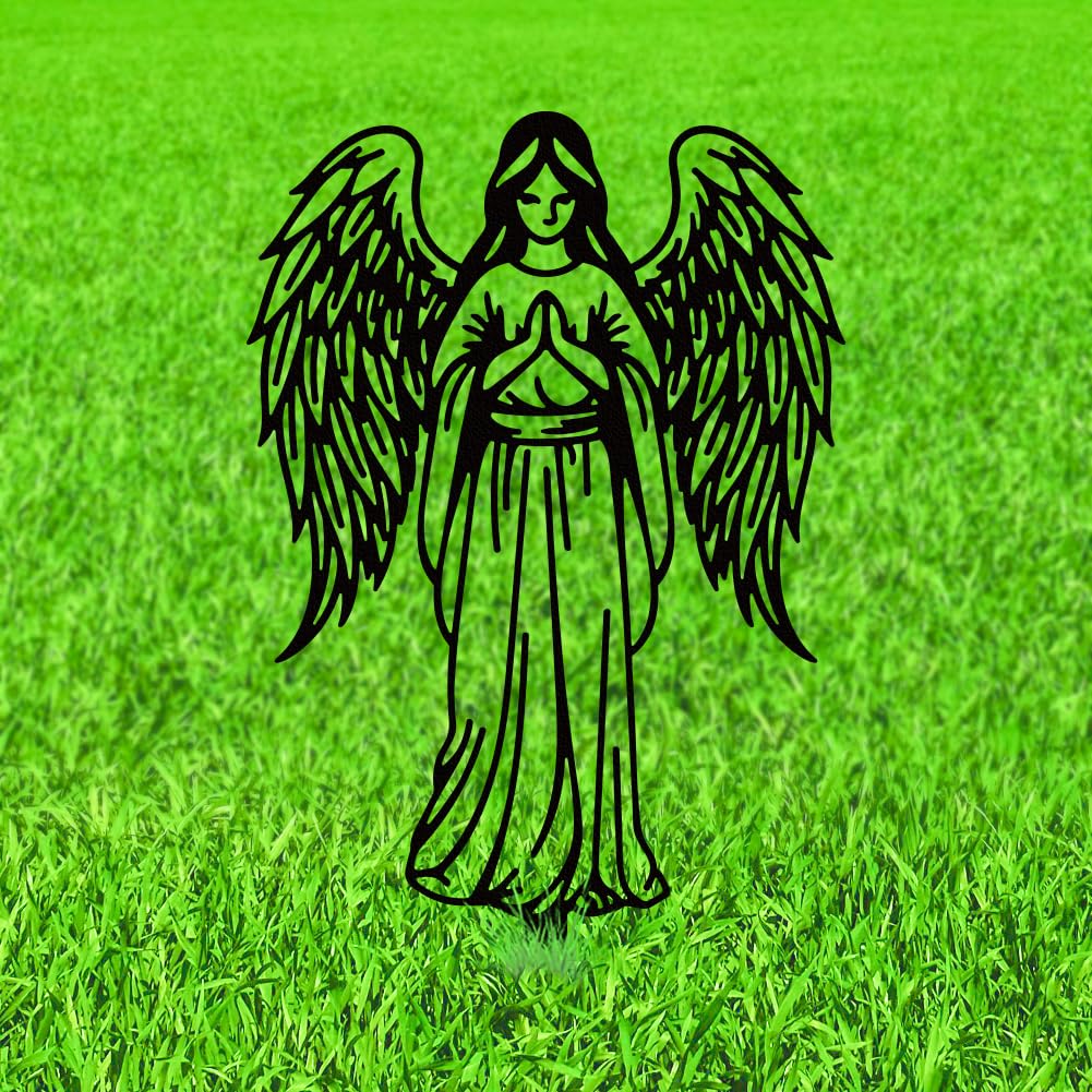 Décoration de jardin avec l'ange en métal WADORN pour embellir votre pelouse et terrasse
