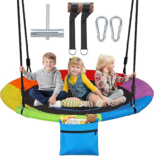 Columpio de árbol de platillo para exteriores de 900 libras de 40 pulgadas para niños y adultos, columpios voladores antiflacidez para columpios,