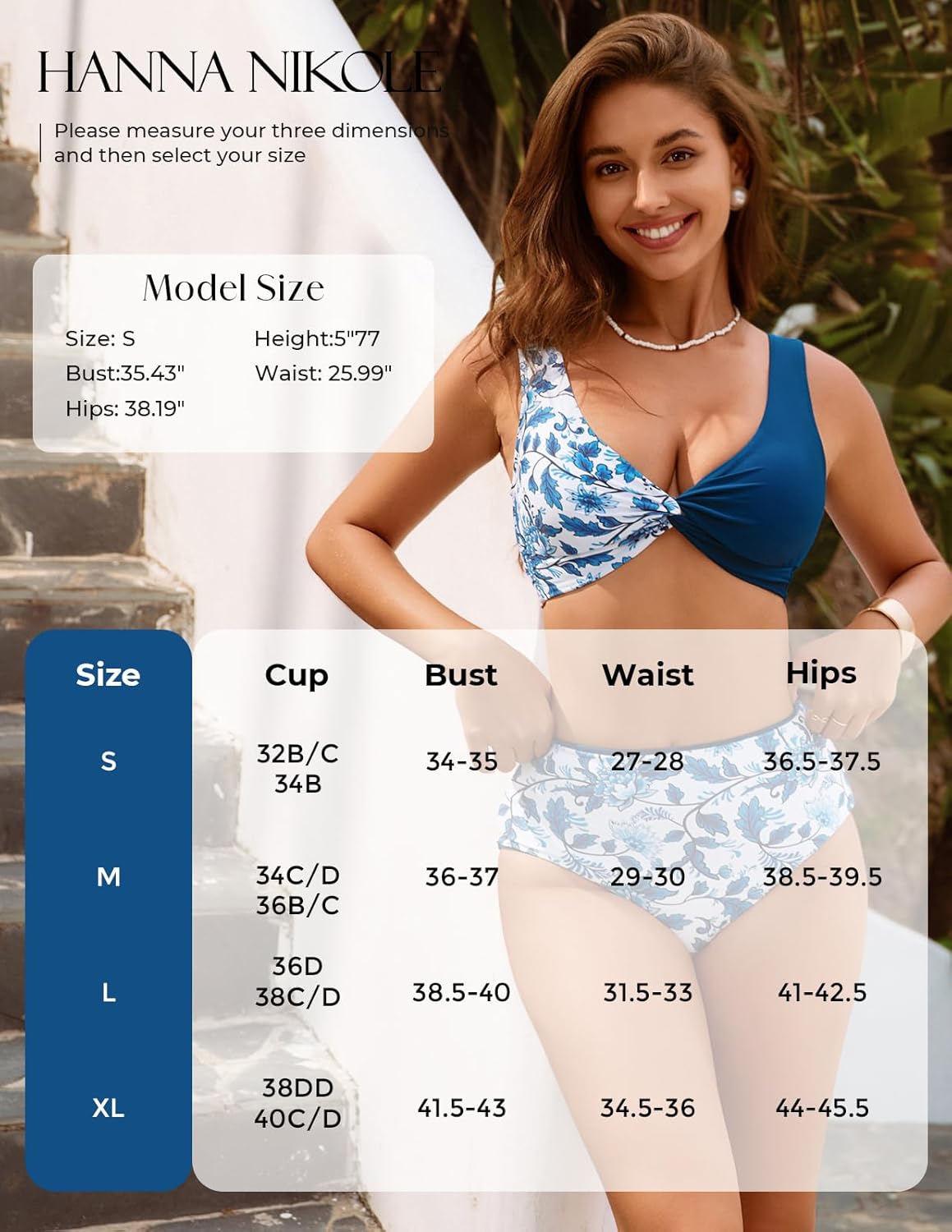 Hanna Nikole High Waisted Bikini Sets for Women, Color Block Swimsuits, Deep V Twist Front Bikini Top + Reversible Bottom - Image 6