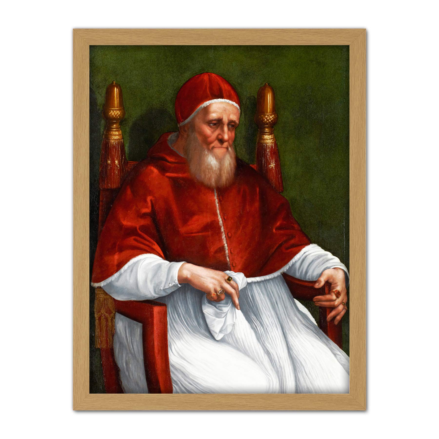 Raphael And Workshop Portrait Of Pope Julius II Large Framed Art Print Poster Wall Decor 18x24