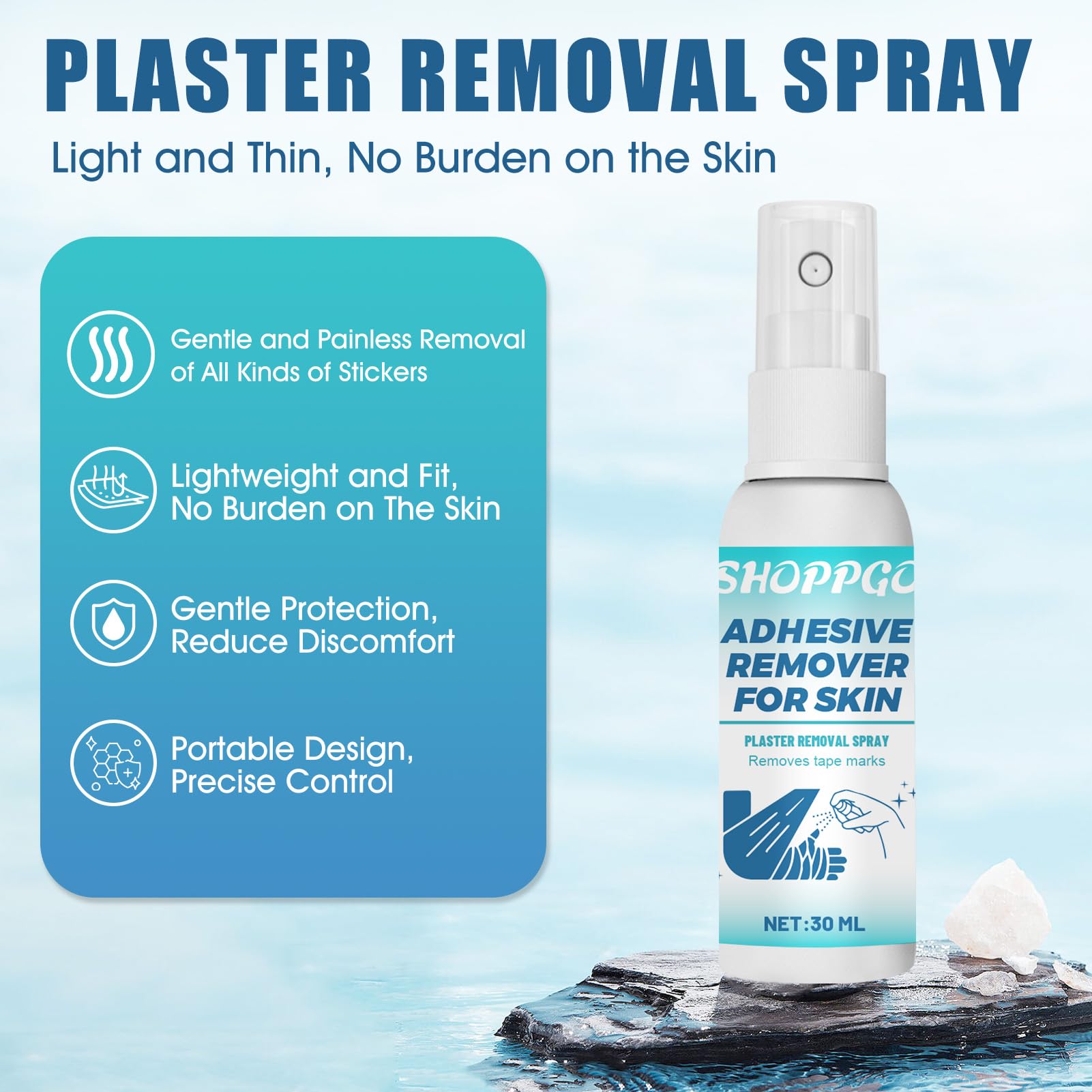Spray Rimuovi Cerotti Medicali, Medical Adhesive Remover, Cerotto Spray Remover Adesivo Cerotti, Rimuovi Colla Adesivi per la Rimozione dei Residui di Adesivo da Cerotti e Medicazioni,Silky Touch,30ml