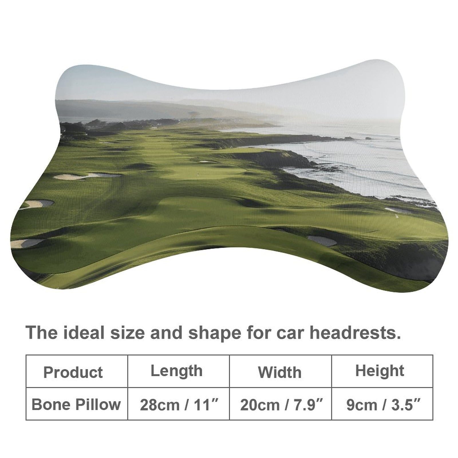 Almohada de campo de golf junto al mar, núcleo de almohada de espuma viscoelástica, cojín, proporciona apoyo para el cuello, almohadas de coche para viajes y oficinas en casa.