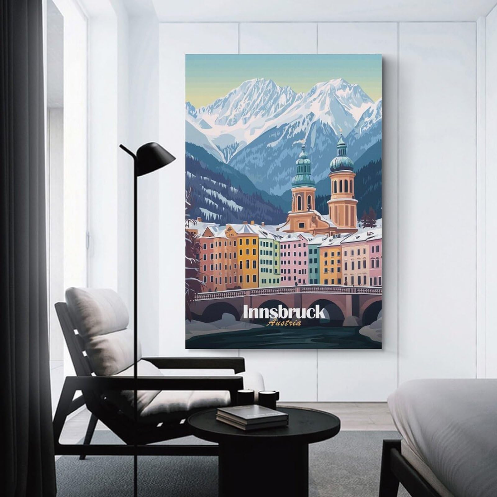 Junmoney Innsbruck, Austria Canvas Wall Decor, 20x30inch(50x75cm), for Home Lounge, Bedroom Or Reading Nook, Modern Wall Decor for Cosy Interiors