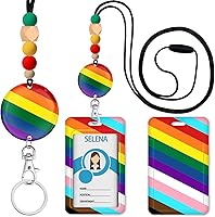 Vista 22 de Cordones arcoíris para profesores para tarjetas de identificación y llaves, lindo cordón de silicona con cuentas separables para mujeres