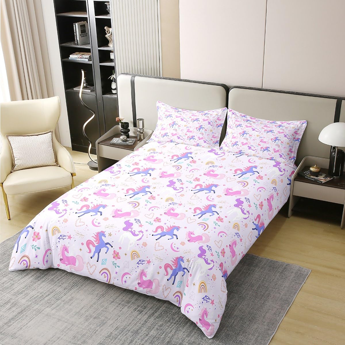 Full Size Duvet Cover Abojoy Unicorn Duvet Cover Set, Piece Pink
