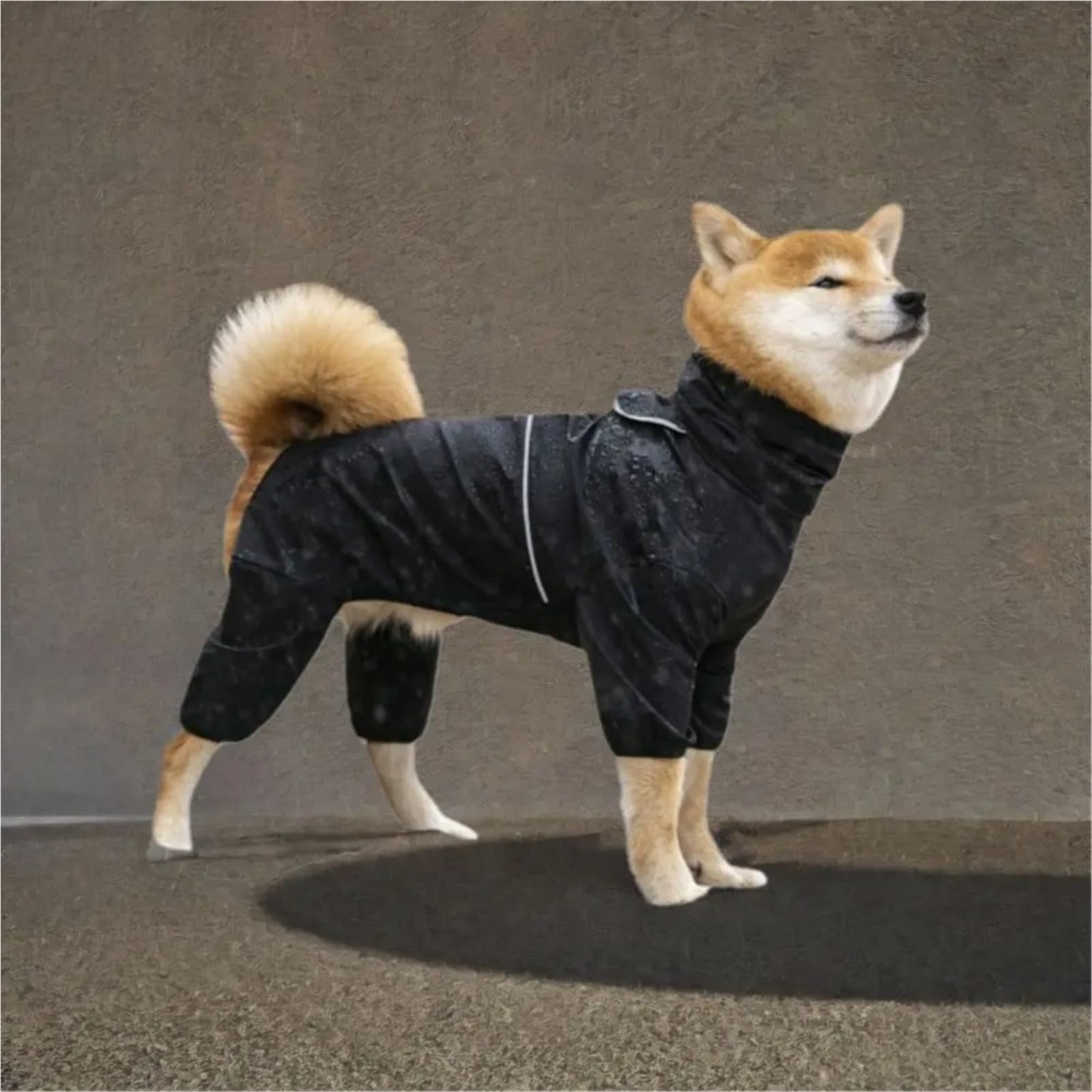 Dog Rain Overalls Reflective Raincoat Waterproof Adjustable Pet Breathable Clothes Rainy Weather(Black,5XL)
