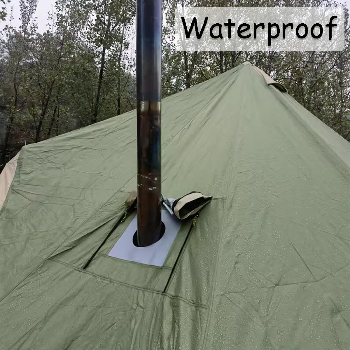 Backpacking Bell Tent with Top Stove Jack for All Year Living, 300D Oxford Waterproof Yurt Tents House for Camping Glamping, Parties, Outdoor Events-13/16.4FT