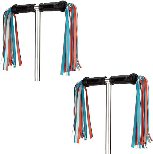 Miniatura 9 de Coloridas serpentinas de bicicleta para niñas y niños, cinta de borla, manillar, scooter, serpentina, 2 pares, 18 bandas 2 arcoiris,2 caramelos