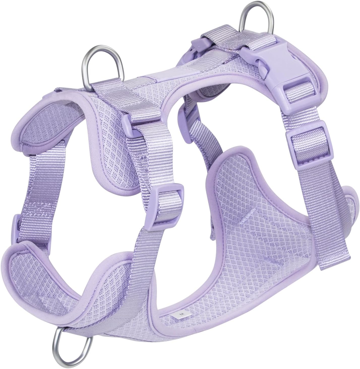 Wisedog Mesh Breathable Dog Harness: No Pull Harness with 3 Fast-Release Buckles Adjustable for Walking & Training for Small Medium Large Dogs (Lilac, S: Neck=14″-19″/Chest=13″-24″)