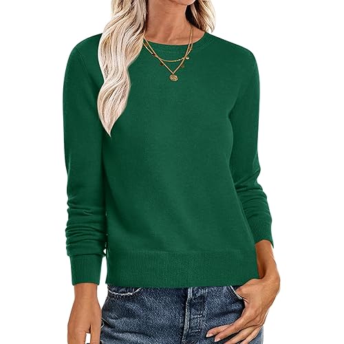 ANRABESS Sweaters for Women Long Sleeve Lightweight Crewneck Soft Basic Knit Loose Fit Pullover Top 2025 Fall Trendy Outfits