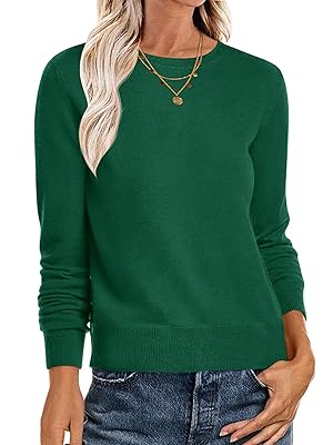 ANRABESS Sweaters for Women Long Sleeve Lightweight Crewneck Soft Basic Knit Loose Fit Pullover Top 2025 Fall Trendy Outfits