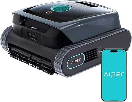 Aiper Scuba Robotic Pool Cleaner, Cordless Lightweight with Strong Suction, Waterline Scrubbing, Smart Sensor Navigation, App Control & Waterline Parking, 240 Min Runtime for In-Ground Pools, Gray