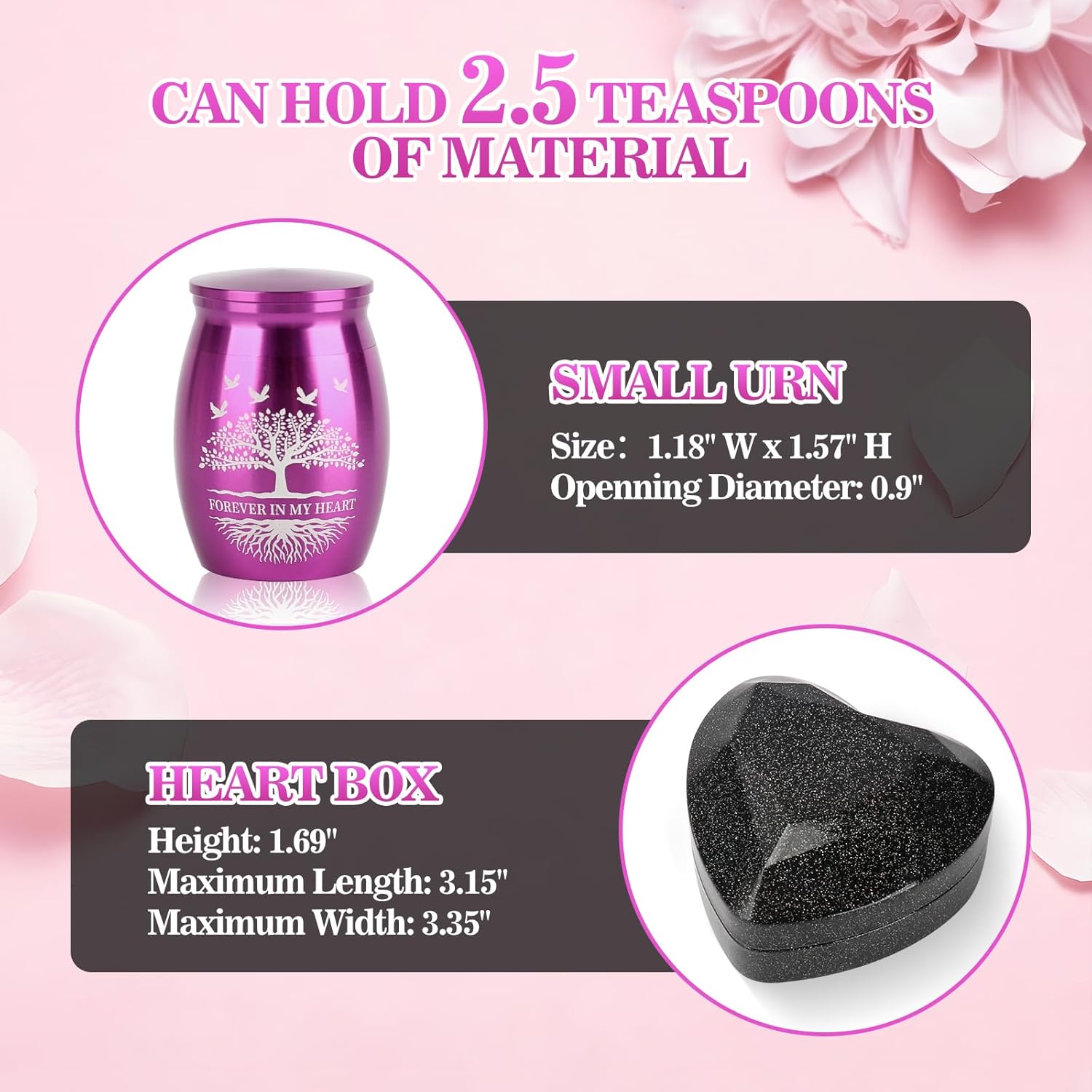Small Urns for Human Ashes Keepsake with Heart Box, Urn Necklace and Funnel, Beautiful Memorial Gifts Mini Cremation Urns That Holds Ashes of Loved One, Tiny Sharing Urns, Purple - Image 2