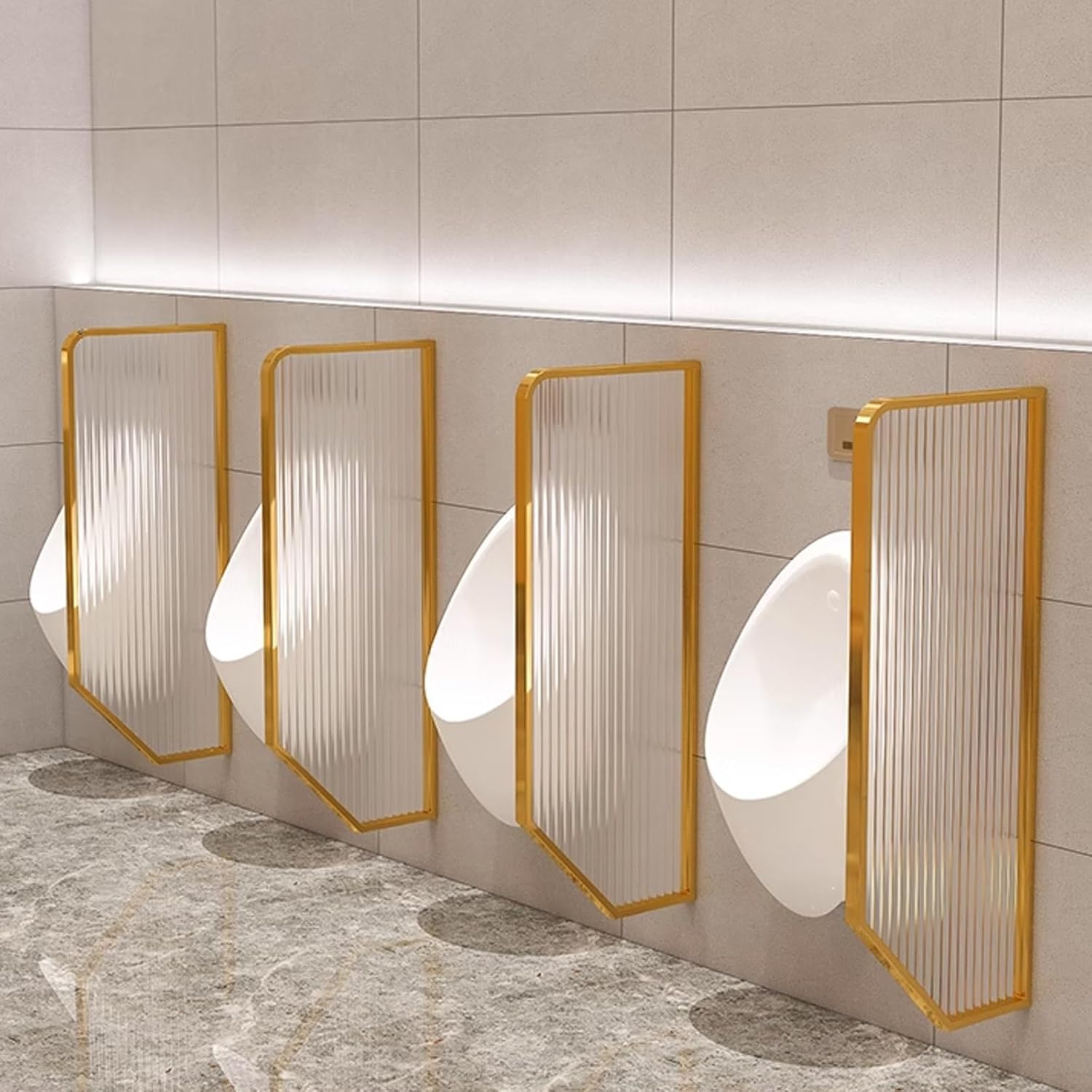 47.2" Hotel Urinals Partition for Men 1-5Pcs Tempered Glass Room Divider Toilet Privacy Protection Divider Wall-Mounted Restroom Partitions Urinal Baffle with Stainless Steel Frame(1 pcs)