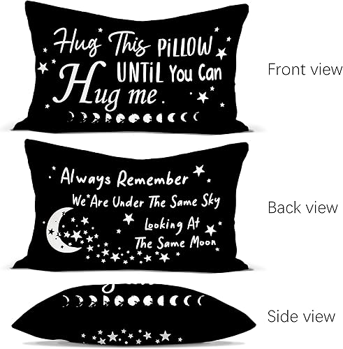 Miniatura 2 de Abraza esta almohada hasta que te abrazo siempre recuerda que estamos bajo el mismo cielo mirando la misma luna, fundas de almohada reversibles para