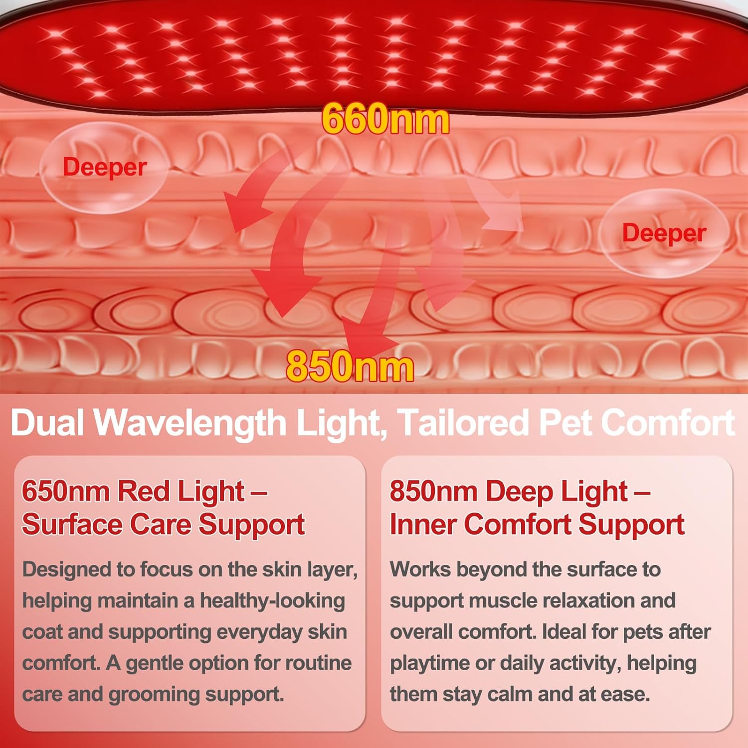 Red Light Therapy Mat for Dogs, 7.1 x 14.96 Inches Pet Light Therapy Mat, 60 LED Beads, 660nm & 880nm Light, Timer and Controller, for Small Dog Back, Waist, Legs