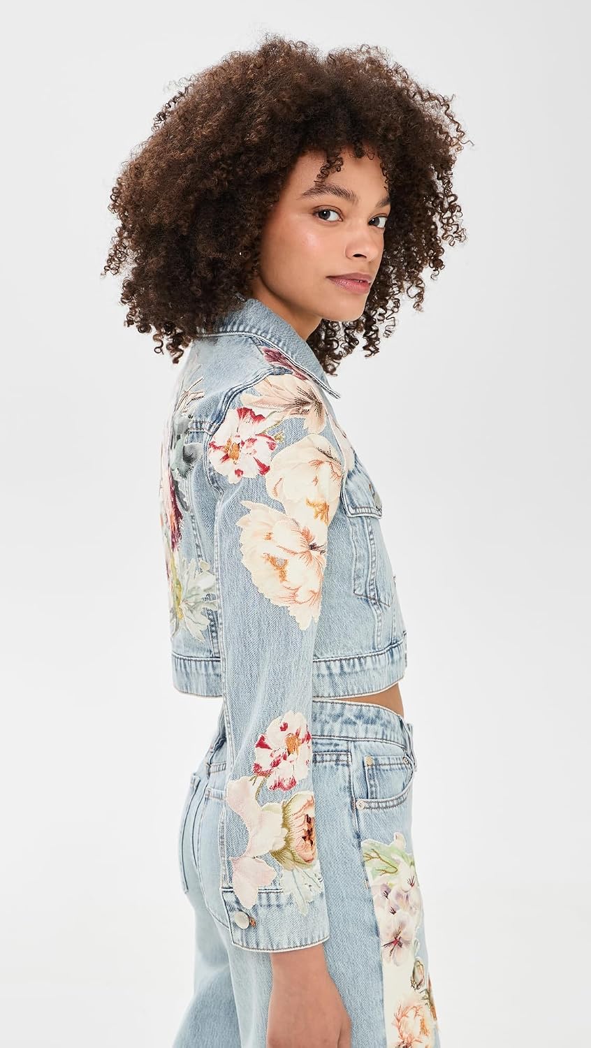 alice + olivia Women's Chloe Applique Denim Jacket