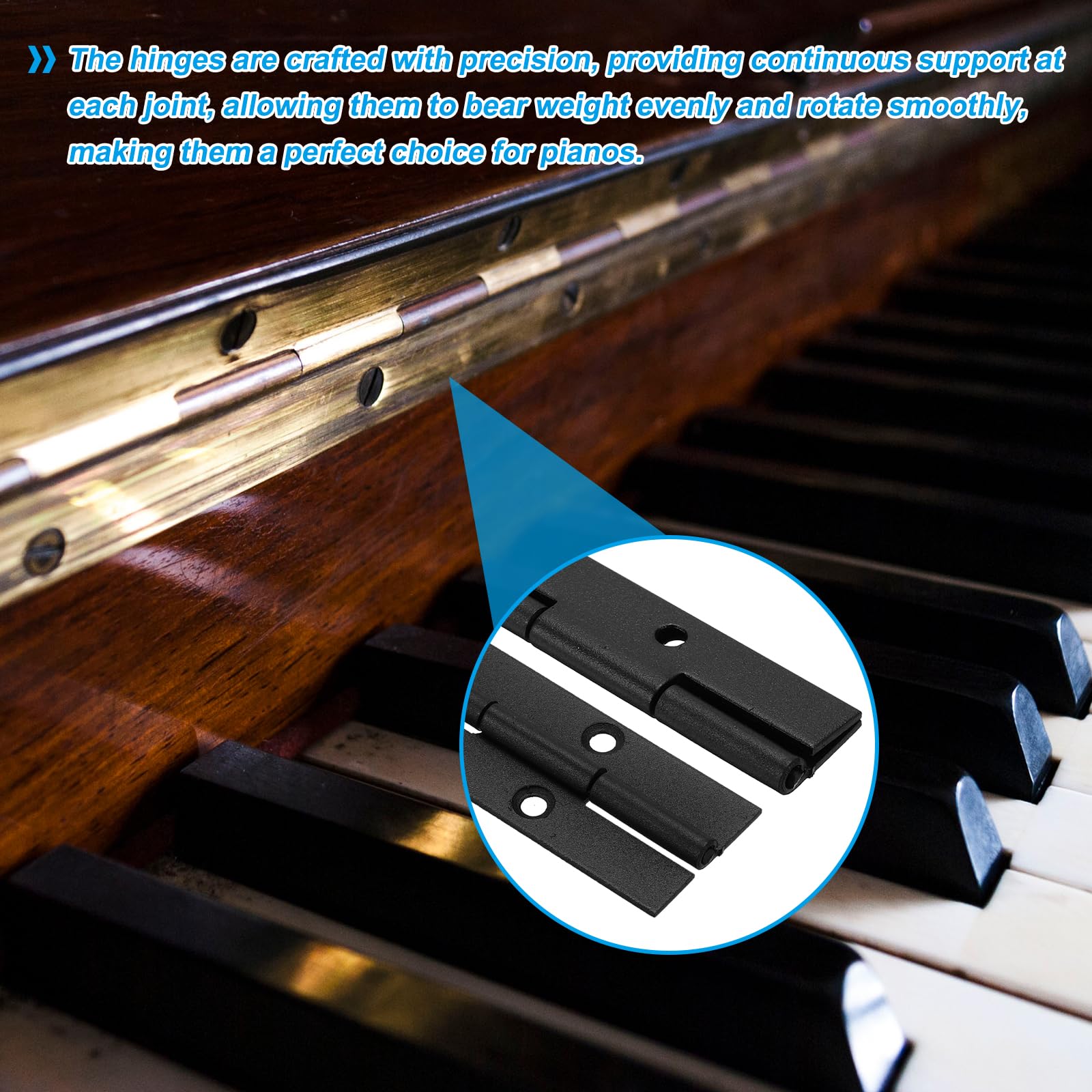 uxcell Paquete de 12 bisagras de piano, bisagras continuas de acero inoxidable de 16 pulgadas y bisagras de piano de 1.2 pulgadas de ancho abierto de 0.06 pulgadas de grosor, bisagras de piano