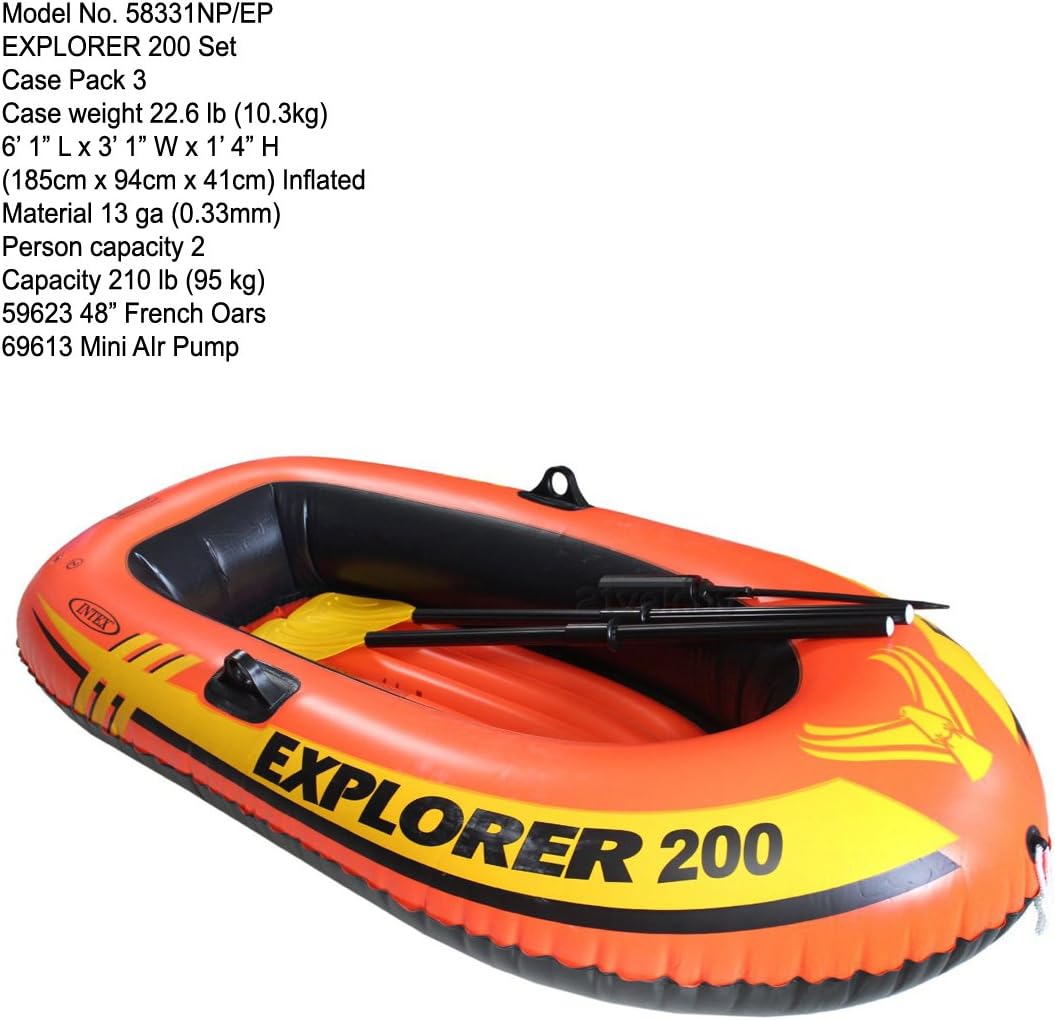 INTEX Explorer 200 Inflatable Two Person Raft Boat Set