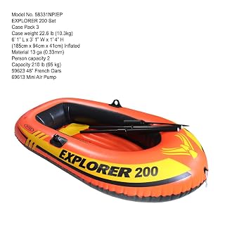 INTEX Explorer 200 Inflatable Two Person Raft Boat Set