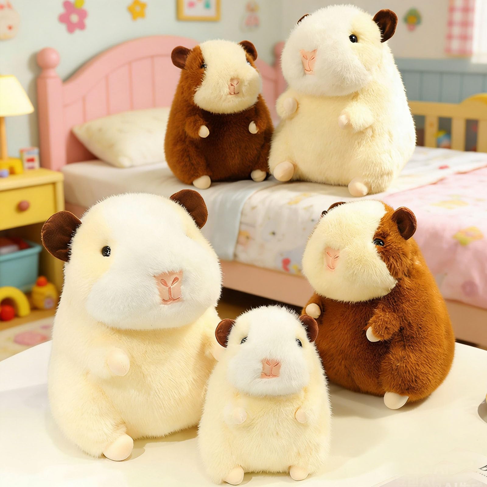 Plüschtier, Niedliches Meerschweinchen-Plüschtier, weiches molliges Hamster-Stofftier, Kuscheltier for Mädchen und Jungen(Beige,26cm)