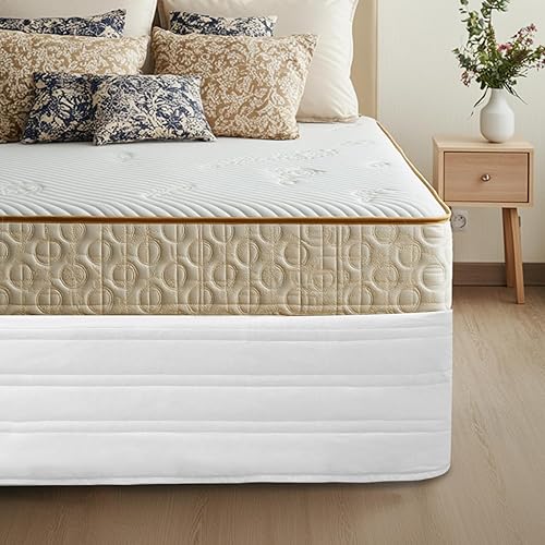 Ramesses Falda de cama acolchada con mezcla de poliéster, sensación de flacidez mejorada, antiarrugas, resistente a la decoloración con caída