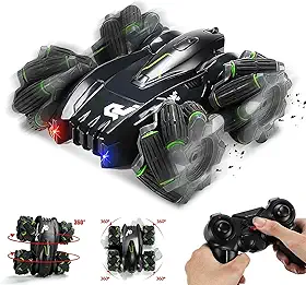 Carro de Controle Remoto para Crianças, Carro RC com Luzes LED e Efeitos Sonoros, Acrobacias Off-road de 2,4 GHz RC, Carro Recarregável com Rotação de 360°, Brinquedo para Crianças de 3 a 12 Anos.