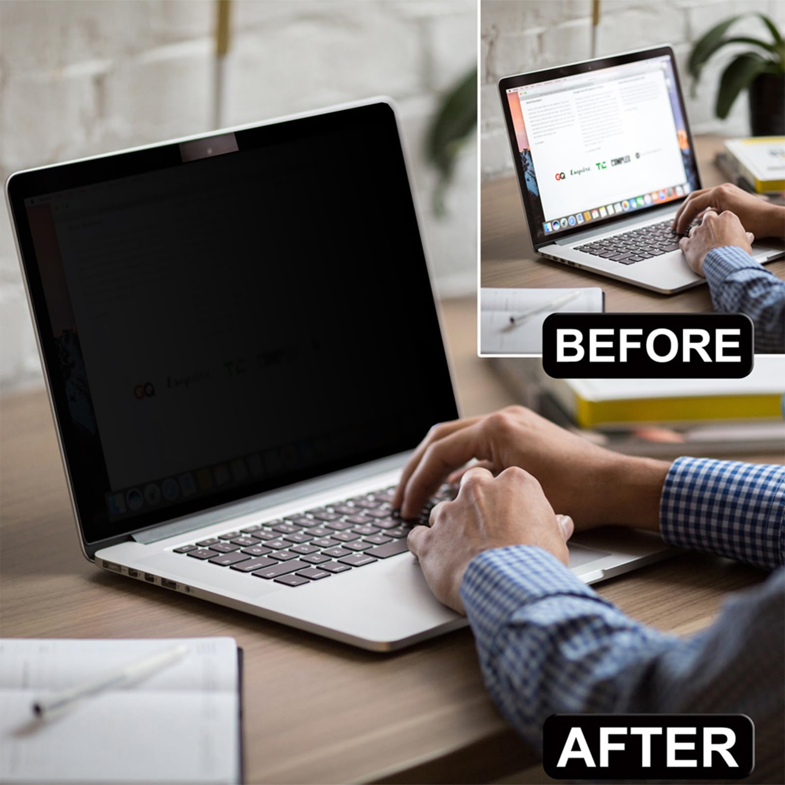 elfofle Laptop Privacy Screen for MacBook Air 15 Inch (2023, M2 Chip) - A2941,Removable Computer Screen Privacy Shield for Mac Pro 15.3