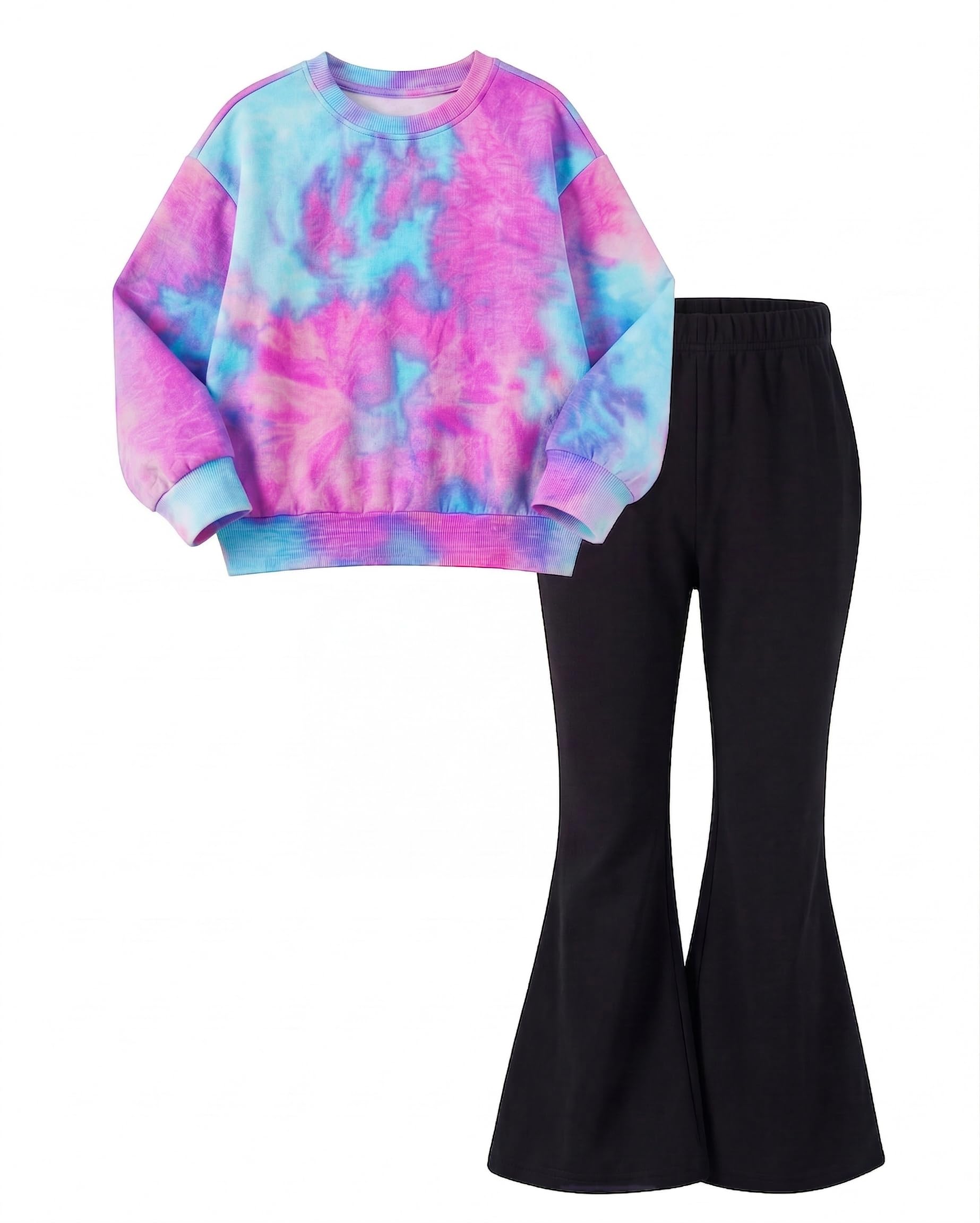 Arshiner Girls 2 Piece Tracksuit Set Kids Sweatshirt and Retro Flare Pants