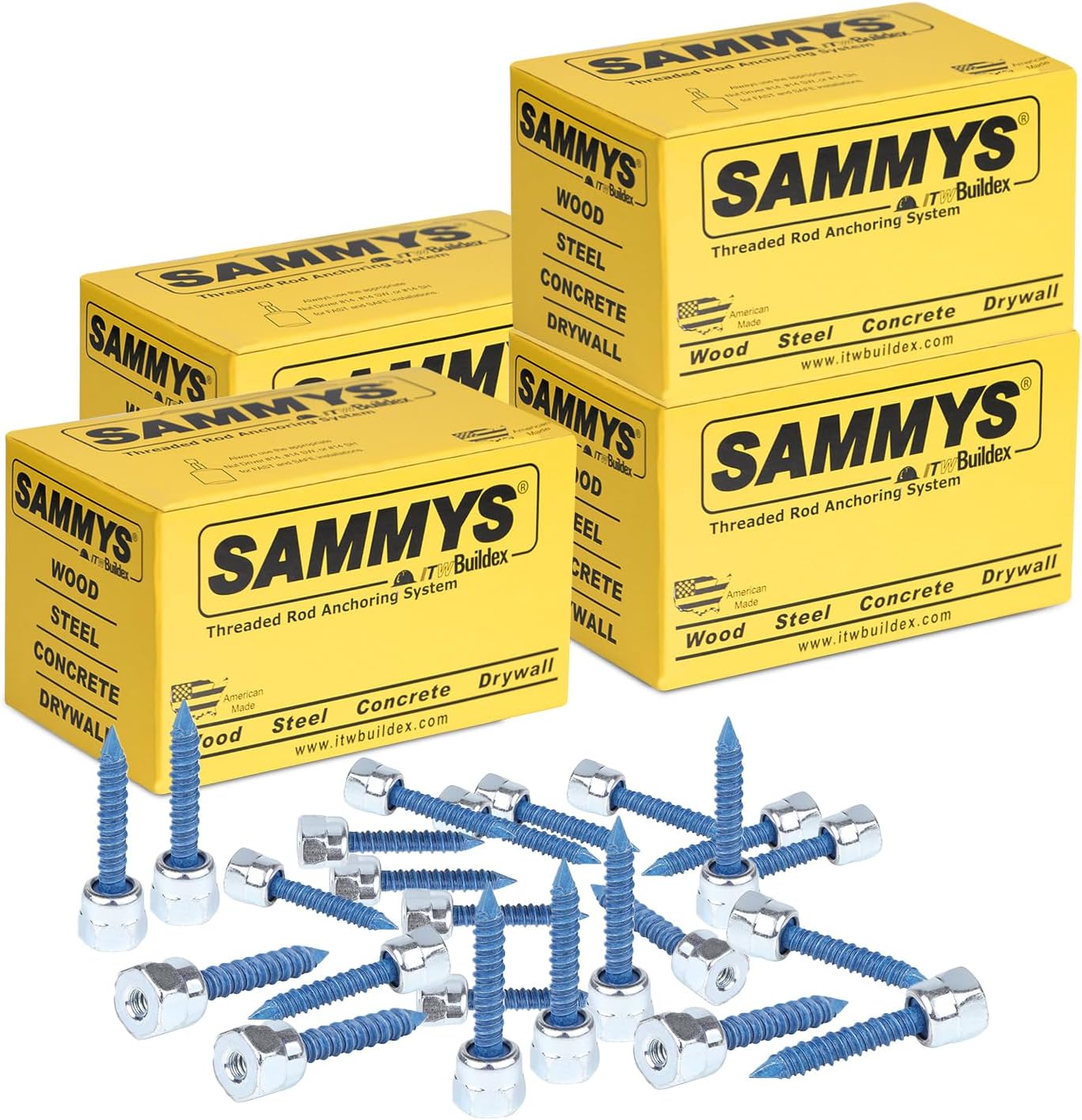 Everflow Sammys 8058957-100 CST 200 1/4 Inch Screw Vertically Threaded Rod Anchor Design for Concrete Structure, Steel, Zinc Finish, Corrosion Resistance, 5/16 x 1-3/4 Inch Screw Length (Pack of 100)