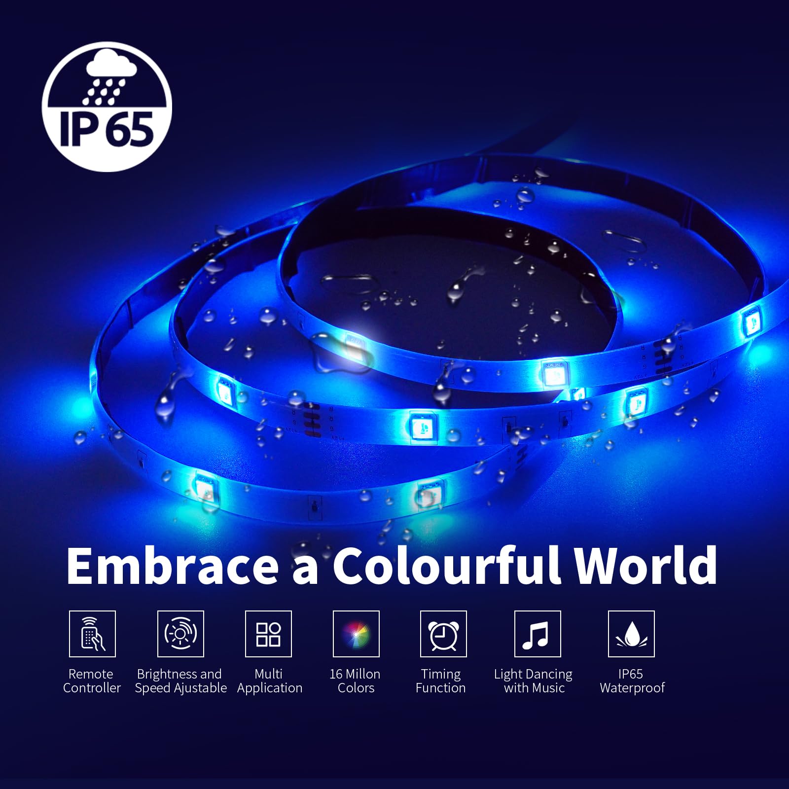 Tira LED 20 Metros, Impermeable IP65 RGB Tira de Luz 16 Millones de Colores, Sincronización de Música, Control con App y Mando a Distancia, Luces de Tiras para Bares, Fiestas, Navidad