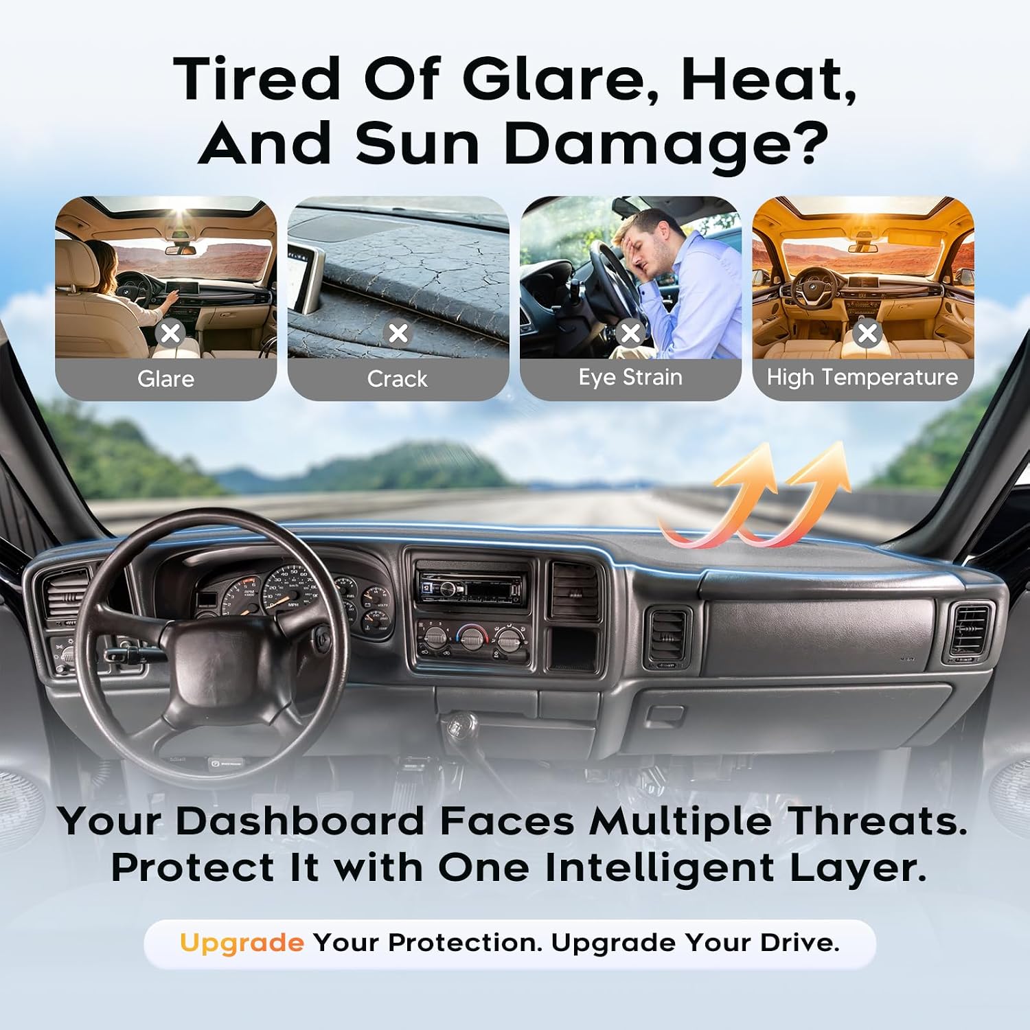 CARTIST Gray Dash Cover for 1999-2006 GMC Sierra/Chevy Chevrolet Silverado 1500 2500 3500 HD&2000-2006 GMC Yukon/Chevy Suburban Tahoe Avalanche,Premium Anti-Glare Dashboard Pad