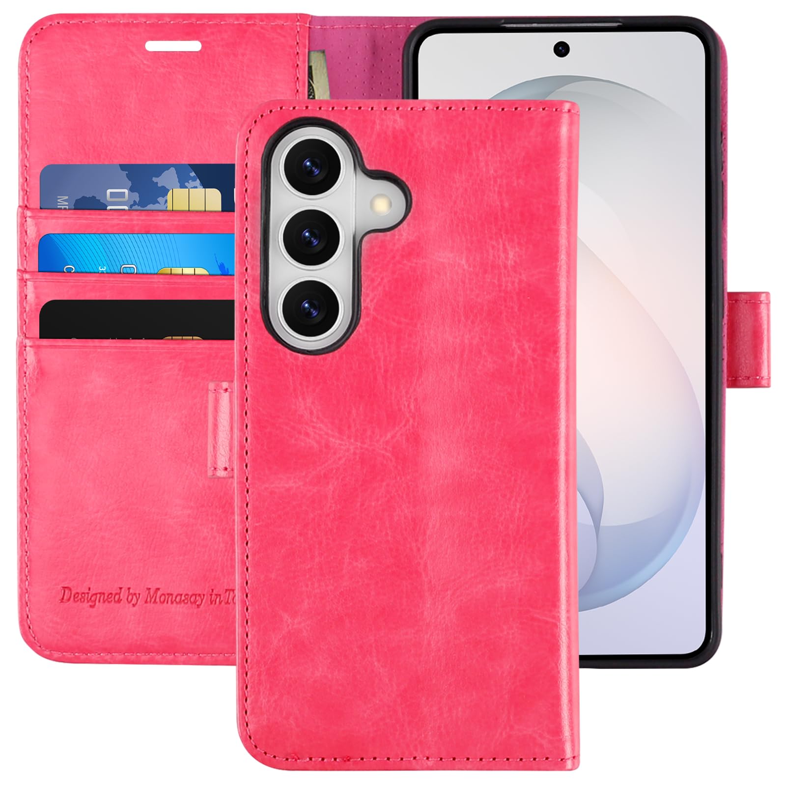 Funda tipo cartera Samsung Galaxy 26+ Plus de piel rosa 8
