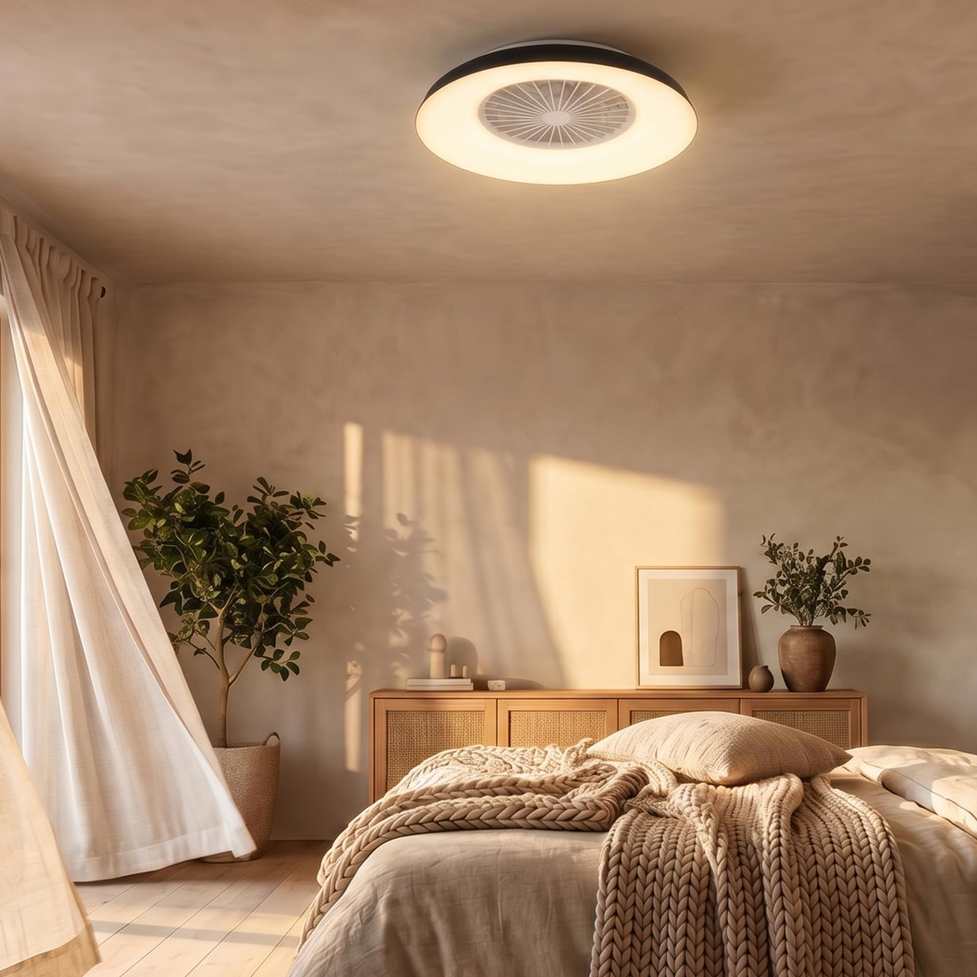BRILONER - Ventilador de techo con luz LED, mando a distancia, motor DC silencioso con 5 velocidades, CCT y luz regulable, lámpara ventilador techo dormitorio, 60 x 19 cm, negro, blanco