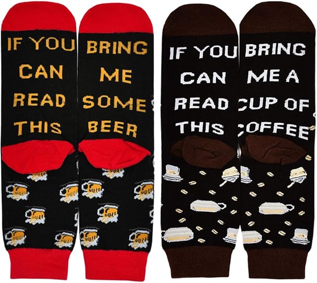 If You Can Read This Bring Me Wine Tea Beer Coffee Socks, Novelty Funny Socks Mens Womens Cotton Socks Fun Birthday Present Christmas Gifts