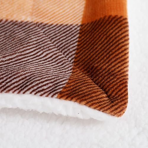 Miniatura 4 de SOCHOW Buffalo - Manta de forro polar Sherpa a cuadros, de doble cara, súper suave, lujosa manta de cama de 60 x 80 pulgadas, color naranja