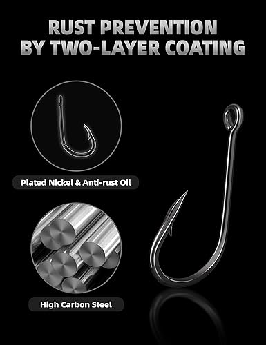 Miniatura 7 de BLUEWING Ganchos de cebo vivo compensados ligeros ganchos de pesca, ganchos de punto de corte, ganchos de acero de alto carbono, ganchos de pescado