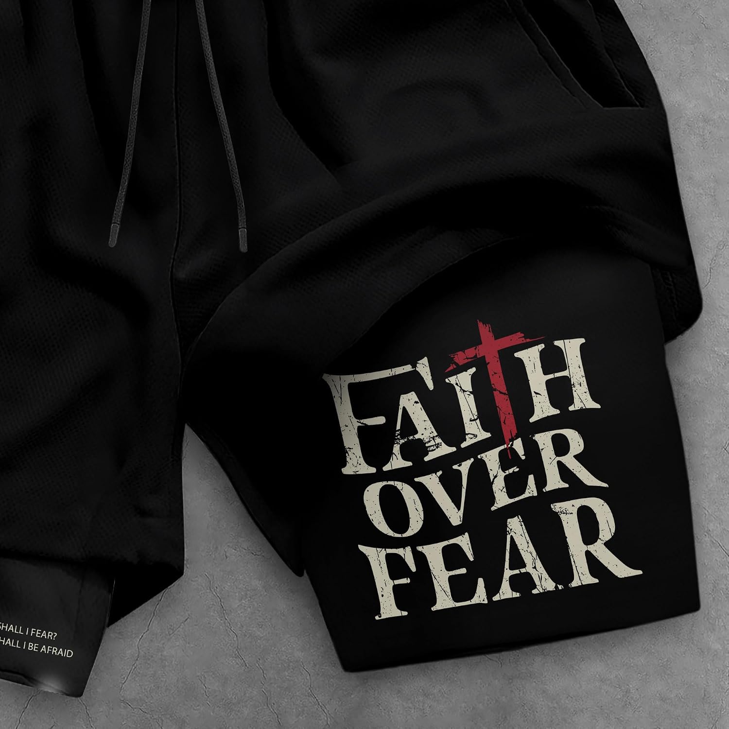 Faith Over Fear Shorts, Christian Shorts for Men, Jesus Short, Christian Clothing, Cross Short