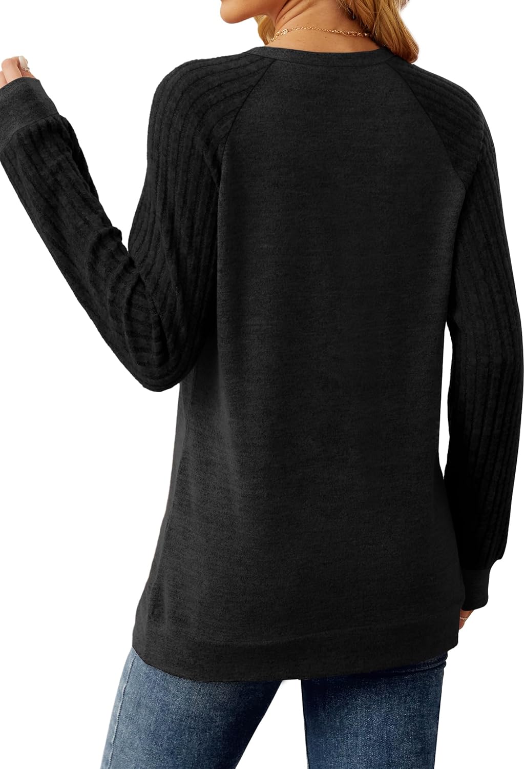 Saloogoe Tunic Sweatshirts for Women Crewneck Lightweight Sweaters Raglan Long Sleeve Shirts Fall Fashion Tops 2025 - Image 4